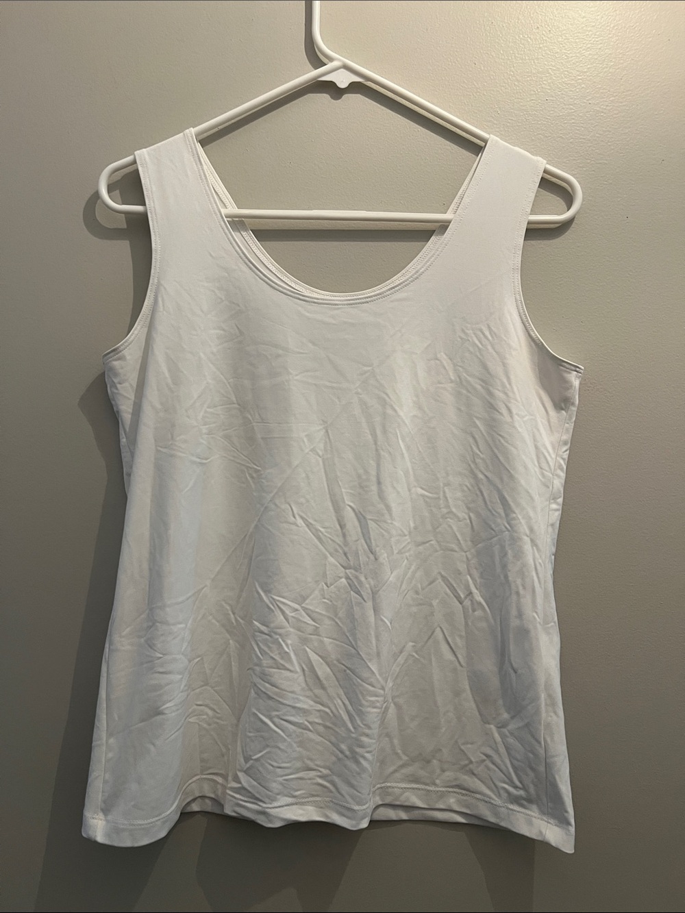 Chico's White Scoop Tank - Stretchy Nylon - Wide Straps - Size M